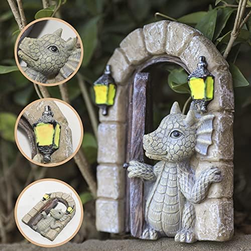 Змеј градинарски украс смола занает украс статуа самовила врата за wallидна самовила врата двор уметност на отворено и градина