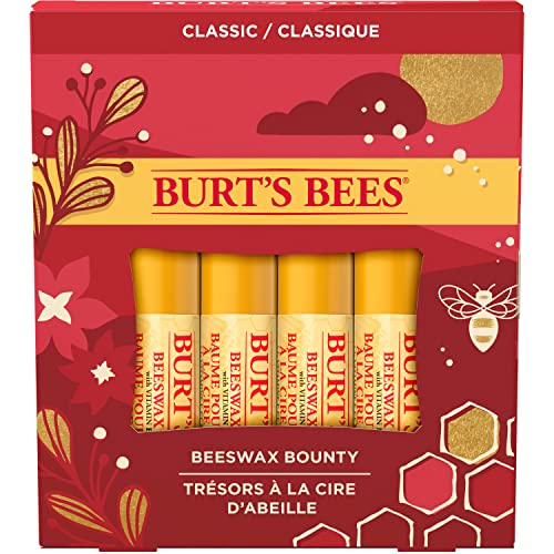 Божиќни подароци на бурт, 4 производи за порибување на мелем за усни, производи за восок од пчели - Класичен сет на восок - мелем за навлажнувачки