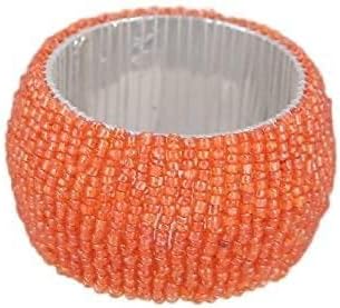 Гуру ЈЕЕ ™ Рачно изработени прстени со салфетка со монистра од 12 портокалови стакло од салфетка од салфетка 1,5 инчи занаетчиски изработени
