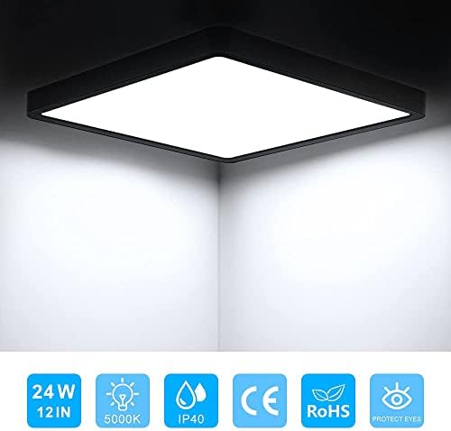 12inch 24W квадратни предводени тавански светло за светло Fi Xtures Flush Mount, 5000k Daylight Бела LED таванска ламба, површинска монтажа