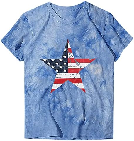Патриотски маици за летно американско знаме Патриотски маици со кратки ракави со кратки ракави на вратот 2023 модни кошули