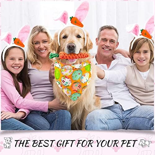 Куче Велигденски костим за зајаче, 3 пакувања за миленичиња зајак уши, лента за глава, кучиња од јајце, сет за играчки за кучиња од морков, велигденски