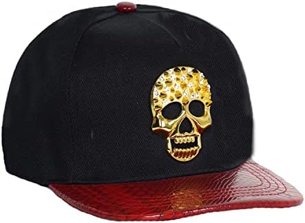 Trum namii unisex Hellfire Skull Flat Bill Bred Hat y2k Облека Goth Baseball Hat Прилагодливи капачиња за Snapback за мажи жени подароци