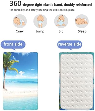 Океан тематски вграден креветче за креветчиња, стандарден сад за садови за креветчиња ултра мек материјал - лист за креветчиња за креветчиња или кревет за столбови