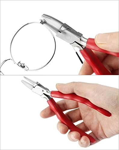 Qwork Eyglasses Поправка на клешти, 1 пакет не'рѓосувачки челик очила за затегнатост на нозете половина круг клешти, алатка за поправка на носот за очила, алатка за поправк?