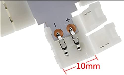 10 парчиња LED ленти за светла конектори 2 пински RGB ленти светла конектор t облик на лемери LED адаптер лесни конектори за светло за SMD