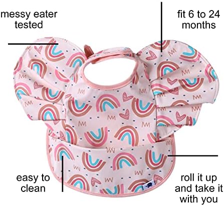 Спинфокс водоотпорни биб за бебе, избришете чисти и песни за новороденчиња за новороденчиња за јадење хранење, бебиња за бебиња со фаќање