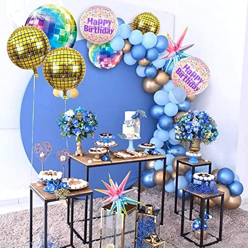 Балони со диско топка 22 инчи 4Д алуминиумска фолија Милар балон Експлозија starвезда балон за роденденски диплома 70 -ти години