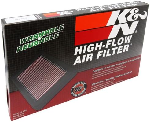 K&N филтер за воздух на моторот: еднократно, чисти на секои 75,000 милји, пеење, премија, филтер за воздух за замена на автомобили: