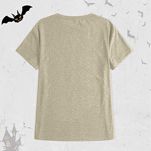 Emsенски паѓаат меки маици од тиква, смешни кратки ракави за Ноќта на вештерките, графички матични врвови на навојката на навојката