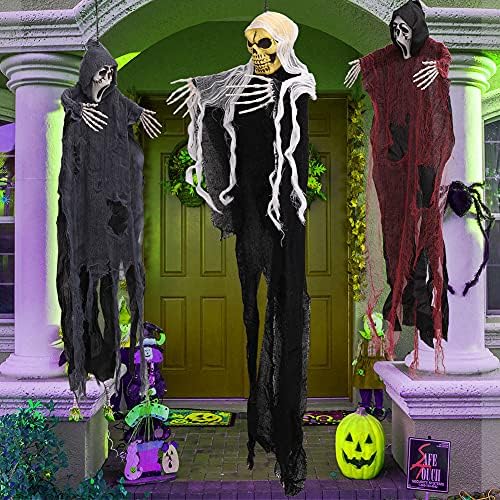 Пакоза Скелет виси дух за украси за Ноќта на вештерките со 3 пакувања што висат скелети со духови што висат жетвари застрашувачки