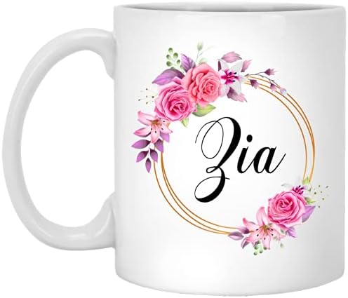 GavinsDesigns Zia Flower New Noverty Chafe Chige подарок за Денот на мајката - Зиа розови цвеќиња на златна рамка - Цвет за кригла во
