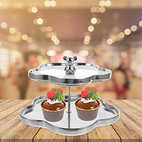 Zerodeko 2 Tier Cupcake Stand: Цвет во облик на овошни плочи, десерти закуни за закуска бонбони, вклучена кула за накит за накит за сад