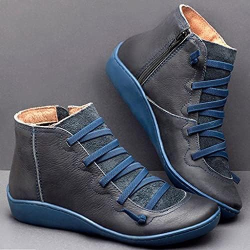 Зимски чевли за жени гроздобер плетенски патент до римски бујни чизми на глуждот топли анти-лизгачки жени пешачки чизми жени