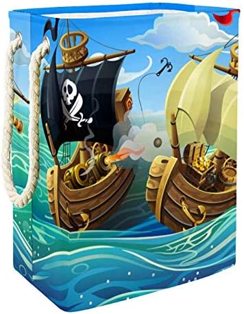 Инхомер Напад На Пирати На Трговски Брод 300д Оксфорд Пвц Водоотпорна Облека Ја Попречува Големата Корпа За Перење За Ќебиња Играчки