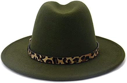 IOPQO 2n амандман на женската широка федора со капа со леопард Панама Бакл појас Бејзбол капачиња за кука капа