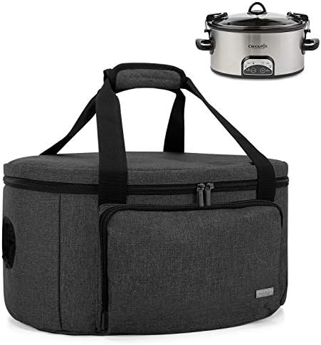 Luxja изолирана бавна торба за шпорети, бавен носач на шпорети се вклопува за повеќето 6-8 квартални овални бавни шпорети, црна
