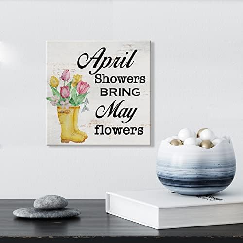 Ламеила фарма куќа априлски тушеви доведуваат мајски цвеќиња знаци wallидни постери за печатење на уметност платно сликарство пролет цитат