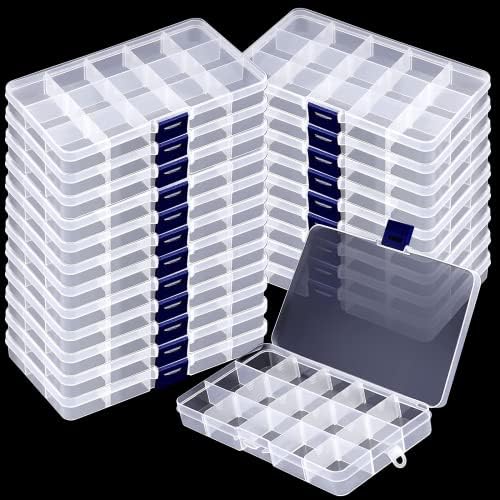 Зоенху 32 пакет 15 решетки за пластични кутии за организатор на накит, чисти контејнери за пластично складирање со прилагодливи делители