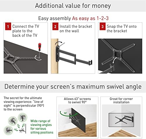 Баркан Долго Тв Ѕид Монтирање, 13-65 инчен Целосна Движење Артикулирање - 4 Движење Рамен/Закривен Заградата На Екранот, Држи