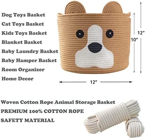 Кошница за складирање на играчки за домашни миленици во УСХАНГ, ткаена памучна јаже за складирање на животни за деца, корпа