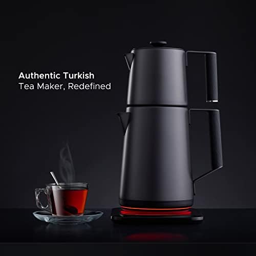 Saki Teasmart Електричен Турски производител на чај, 110V Двоен сад Електричен чај котел, 304 не'рѓосувачки челик БПА БЕСПЛАТНО