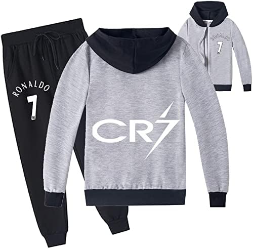 Jotolan Kids Cristiano rolaldo zip up sweatshirts-2 парче tracksuit classic долги ракави худи и џемпери поставени за момчиња