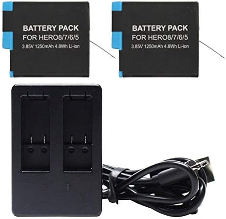 2-пакет AHDBT-801 Батерија и 1 Замена на полначот за GoPro Hero 5 HD сребрена камера-Компатибилен со SPJB1B целосно декодирана батерија