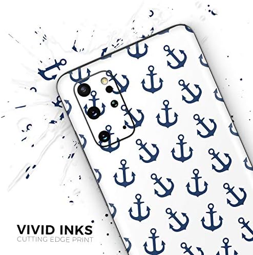 Дизајн Скинц бел и морнарица микро сидра заштитен винил декларална обвивка на кожата компатибилен со Samsung Galaxy S20