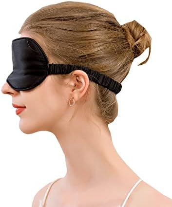 Метвеј свилена маска за очи за спиење/сатенска свила ноќна маска со очи со ладна или топла компресија подлога супер удобност и здрава