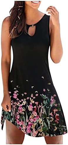 Летните фустани на Зефотим за жени 2023 година без ракави цветни V вратот мини маичка облечена обична покривка за пливање за пливање