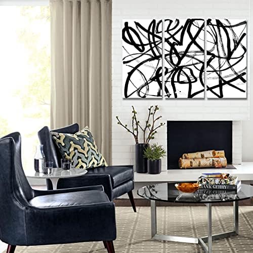 Црна и бела wallидна уметност - Современа модерна апстрактна апстрактна платна wallидна уметност за дневна соба платно печати црно -бела