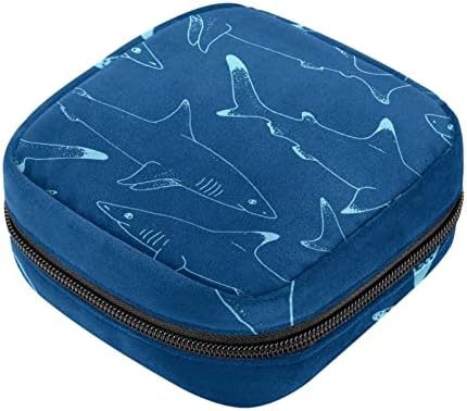 Мулти -ајкула ајкула санитарна торба за складирање на салфетки, менструална торба за подлога преносна најлон Оксфорд крпа менструална
