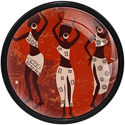 Тбуобт 4 Пакет-Кабинет Хардверски Копчиња, Копчиња За Кабинети И Фиоки, Фарма Салон Рачки, Етнички Африкански Девојка Ретро Уметност