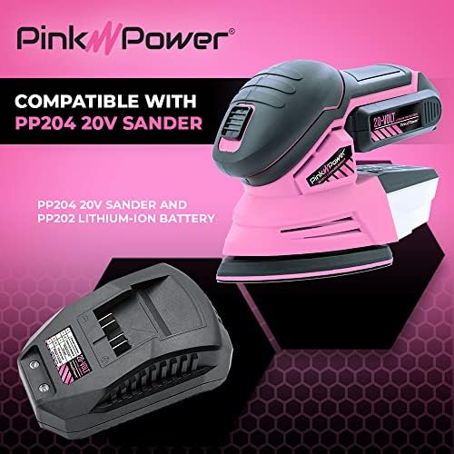 Розова моќност PP205 20V литиум јонски полнач за батерија PP202 - Работи со комплет за вежбање PP203, PP201 безжичен вакуум чистач