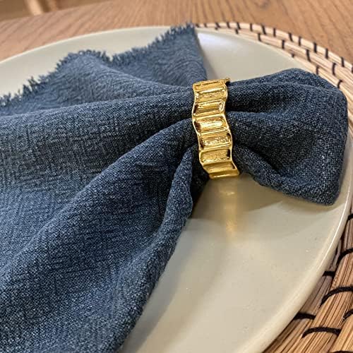 Кинтино златни салфетки прстени од 12, неправилен држач за салфетка за свадба, забава, Денот на благодарноста, Божиќ, роденден, дневна декорација