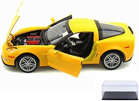 Diecast Автомобил w / Дисплеј Случај - 2007 Chevy Corvette Z06 Хард Врвот, Жолта-Welly 22504WYL - 1/24 Скала Deecast Модел Играчка