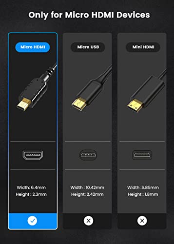 Повторувачки микро HDMI на HDMI кабел, HDMI до Micro HDMI Coiled Cable, 4K@60Hz Флексибилен микро HDMI кабел за Gimbal, GoPro Hero