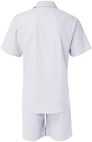 STOOTO MENS 2 парчиња кошула поставува кратки ракави цврсто случајно копче надолу по хипи маици шорцеви поставува модни облеки