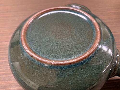 Mino Ware Јапонски кису -чајник Јуноми постави образец на смарагд на шумска зелена боја