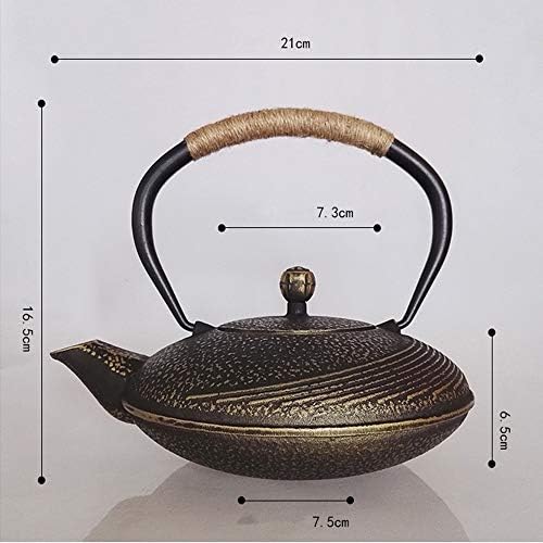 Ironелезен чај котел железо чајник 1000 мл црно старо железо тенџере без сликање здравствено рачно изработени железни чајници, пимм, кафеава,