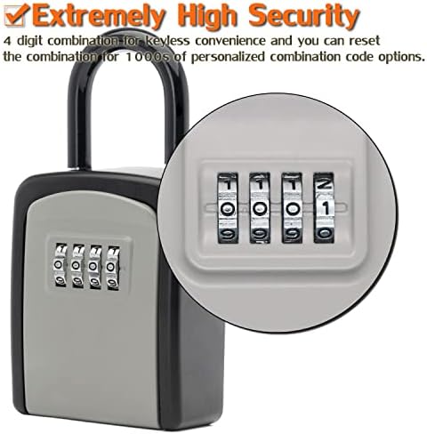Кутија за Заклучување клучеви, C-Timvasion® 4-Цифрена Комбинирана Кутија За Клучеви,Кутија За Складирање Безбедносни Клучеви За