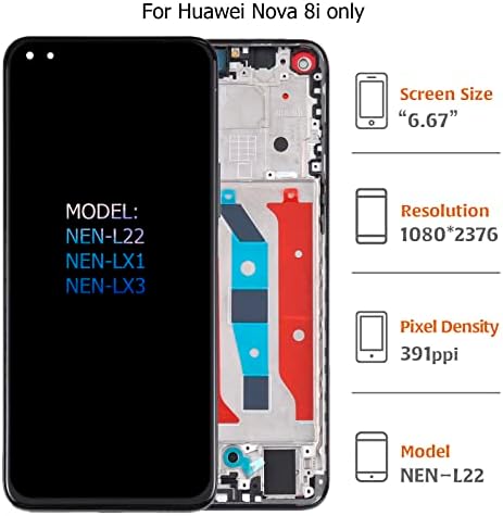А-УМОТ За Huawei Нова 8i Замена На Екранот NEN-L22 NEN-LX1 NEN-LX3 Екран На Допир Lcd Дисплеј Дигитализатор Целосно Склопување