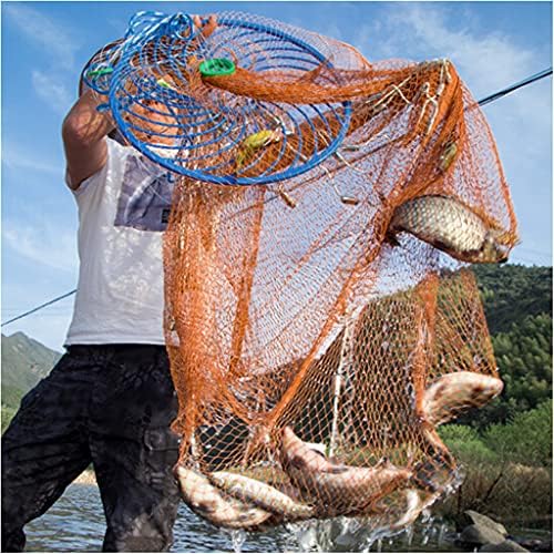 Повторувачки леано нето со прстен за риболов, лесно фрлаат широки мрежи за леење на мамки 9 -ти радиус, алатки за риболов со солена