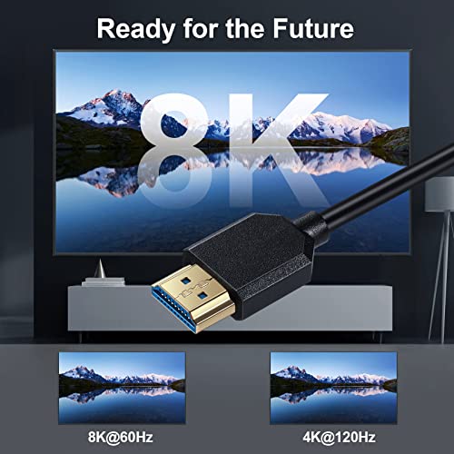 Кабел за продолжение на Qaoquda 8K HDMI, 4FT Coiled HDMI 2.1 машки до женски кабел за спирален екстендер со агол од 90 степени, поддржува