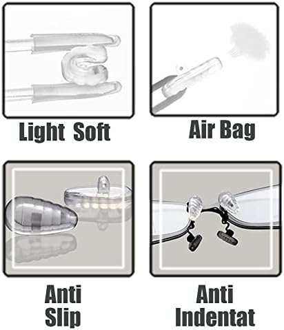 Aonuowe 15 mm мека силиконска воздушна комора за нос на носот, комплет за поправка, завртки за очила и крпа за чистење на шрафцигер, 5
