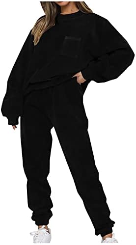 Womenените Corduroy Tracksuit 2 парчиња поставени на Outfit Long Sneave Pulverove за џокери и џогерски панталони со џебови комплети
