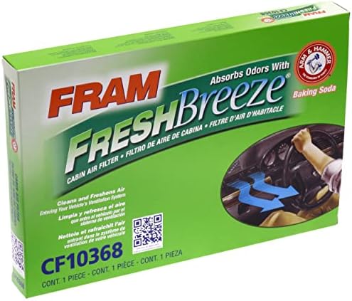 Fram Fresh Breeze Cabin Air Filter со сода бикарбона Arm & Hammer, CF10368 за избрани возила на Audi, бело