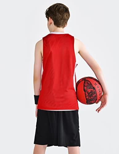 Младински момчиња реверзибилни мрежни перформанси Атлетски кошаркарски дресови празно тимски униформи за спортски гребење