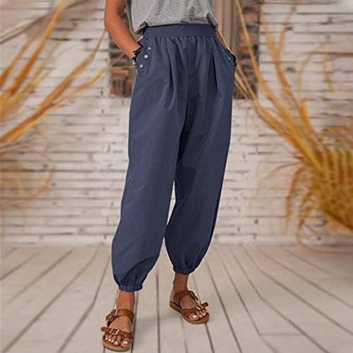 2023 Нови ленти панталони за жени, високи половини широки нозе палацо капри должина удобна модна џогерска панталона за жени
